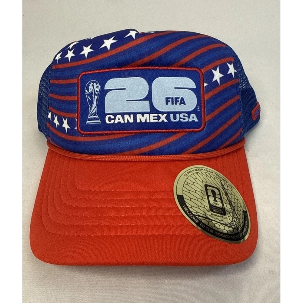 NWT OFFICIAL 2026 FIFA WORLD CUP HAT/CAP - IN RED WHITE & BLUE "26" ON THE FRONT